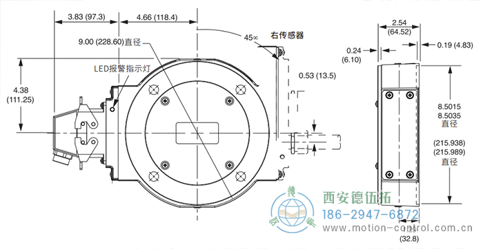 AV850磁式增量重载编码器外形及安装尺寸 - 