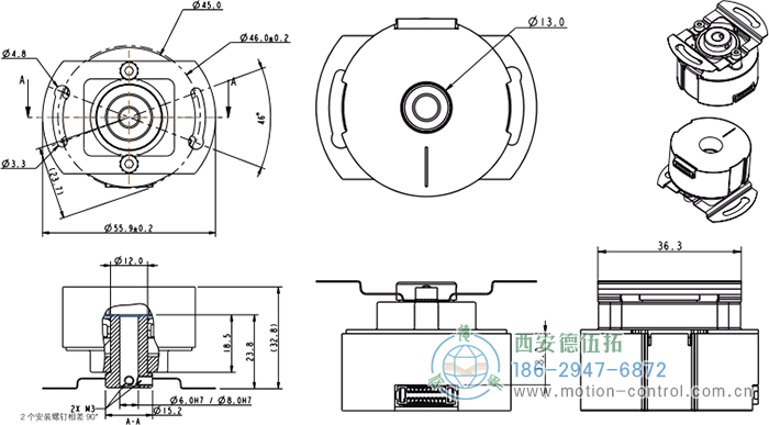 HC18空心轴光电增量电机反馈编码器外形及安装尺寸(空心轴) - 
