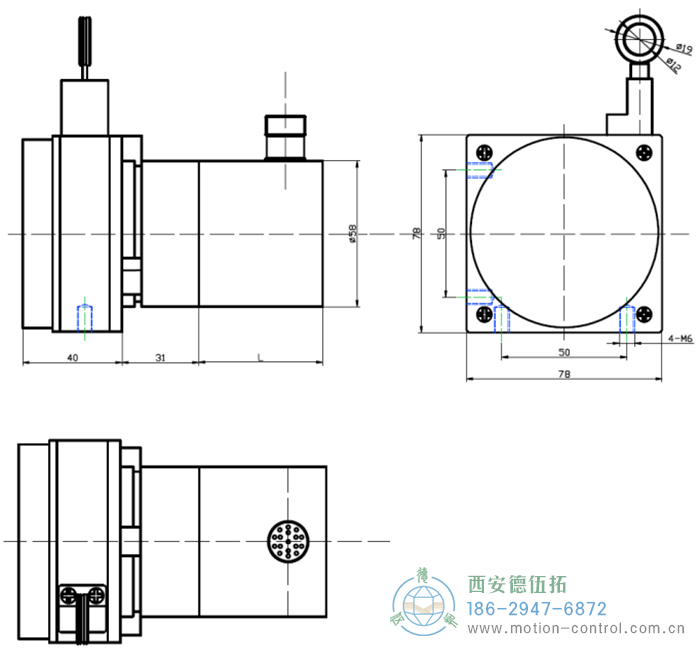 PCS78D/PCS78P拉线编码器的外形及安装尺寸 - 