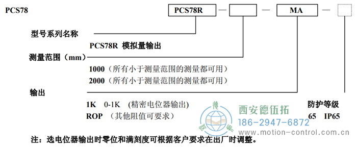 PCS78R拉线位移传感器订货选型说明 - 
