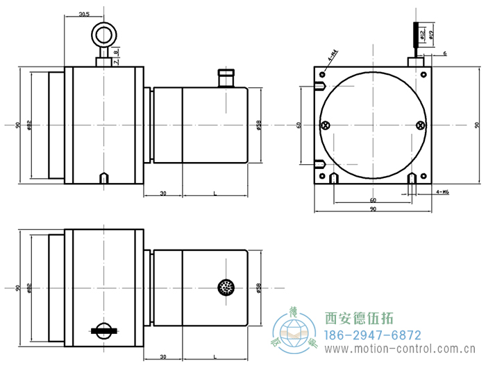 PCS90D/PCS90P拉线编码器的外形及安装尺寸 - 
