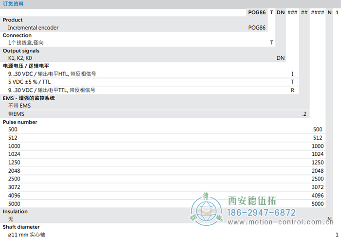 POG86增量重载编码器订货选型参考 - 
