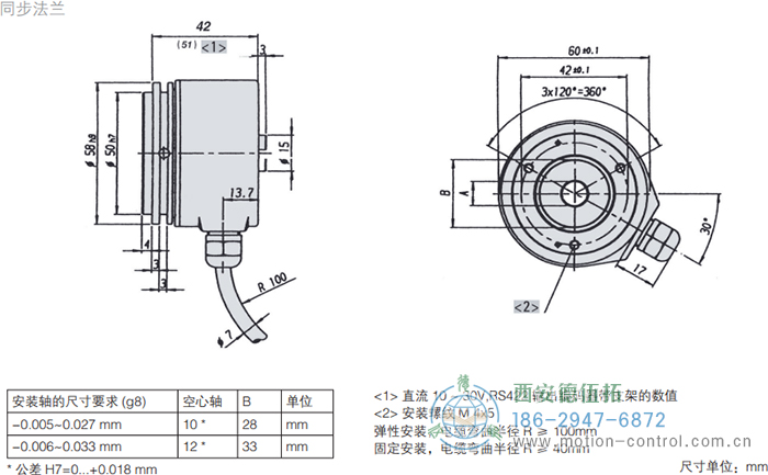 RI58-H空心轴光电增量通用编码器外形及安装尺寸 - 
