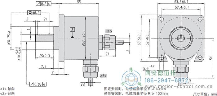 RI59光电增量通用编码器外形及安装尺寸 - 