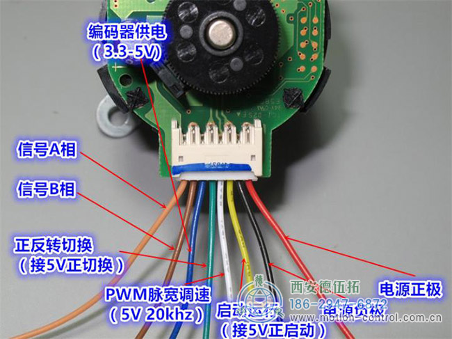 图为编码器电源线等接线对应示意图